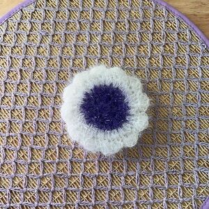 Handmade Purple and White Flower Dish Scrubber